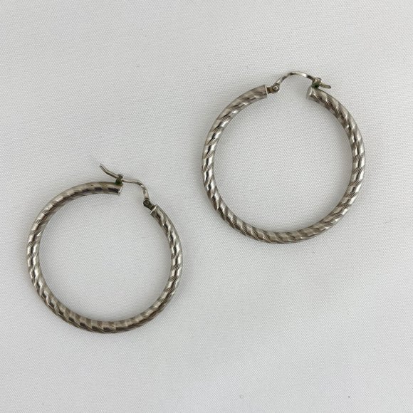 Sterling Silver 925 Diamond Cut Hoop Earrings - Picture 1 of 6